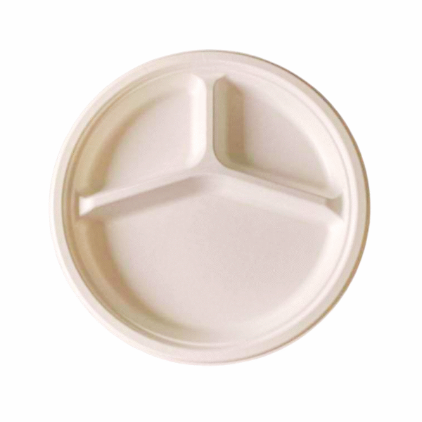 Econic 10" Round Plate | 3 Compartments 25 Pcs Pack
